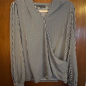 Adrianna Papell Black and White Striped Top